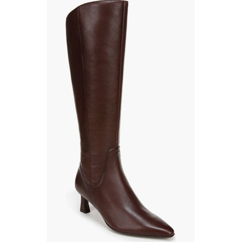 Naturalizer Deesha Leather Knee High Boots Brown Dressy WIDE CALF 10 WIDE NEW
